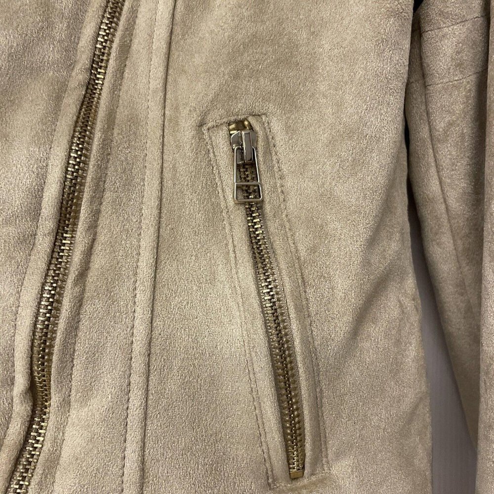 Miami Tan Suede Cropped Jacket. Size Small. Zippers Lined. Soft. Fall Winter - Picture 3 of 9